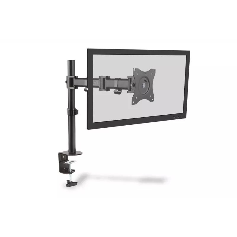 DIGITUS Single Monitor Desk Clamp Mount, black 45degree Swivel,45degree Tilt,rotate 360ø,15 inch-27 inch TFT, max load 8Kg, VESA max 100x100