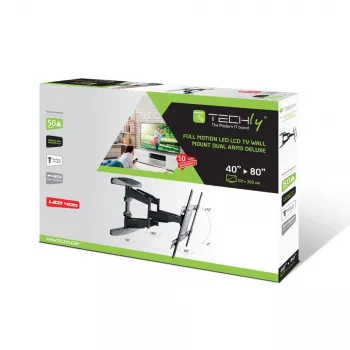 Techly 40-80 Ultra Slim Full Motion LCD TV Wall Mount Bracket Black” ICA-PLB 172L