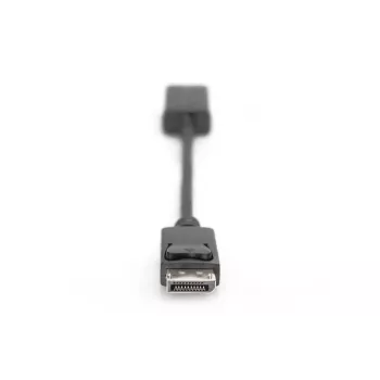 DIGITUS ASSMANN DisplayPort adapter cable, DP - HDMI type A M/F, 20cm w/interlock, HDMI Ver. 2.0, active, CE, gold, black
