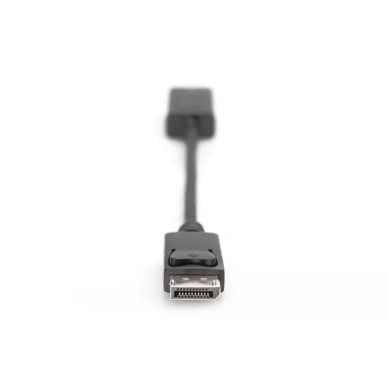DIGITUS ASSMANN DisplayPort adapter cable, DP - HDMI type A M/F, 20cm w/interlock, HDMI Ver. 2.0, active, CE, gold, black