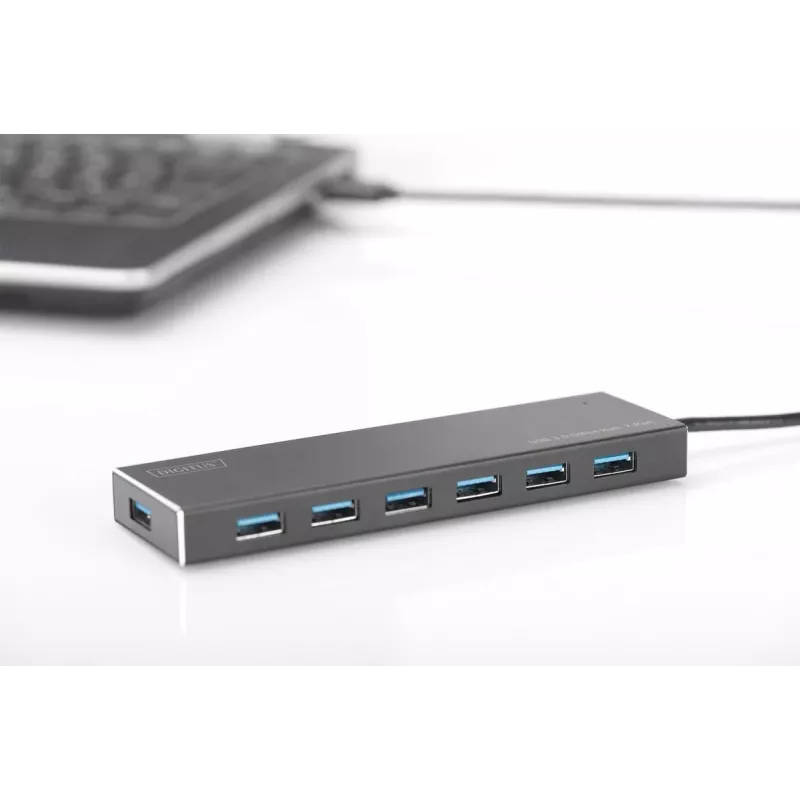 DIGITUS USB 3.0 Hub, 7-port Incl. 5V/3,5A power supply, Aluminium housing