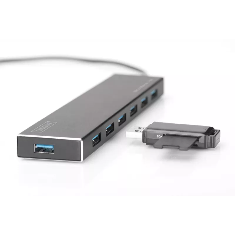 DIGITUS USB 3.0 Hub, 7-port Incl. 5V/3,5A power supply, Aluminium housing