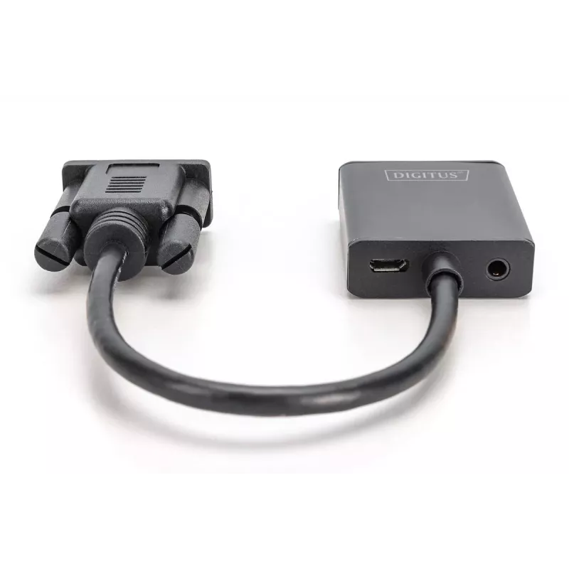 DIGITUS VGA to HDMI Converter + Audio (3.5mm) Full HD (1080p), cable type 15cm black