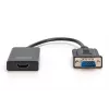 DIGITUS VGA to HDMI Converter + Audio (3.5mm) Full HD (1080p), cable type 15cm black