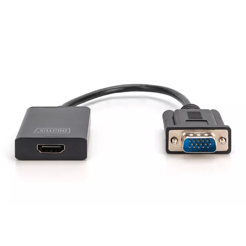 DIGITUS VGA to HDMI Converter + Audio (3.5mm) Full HD (1080p), cable type 15cm black