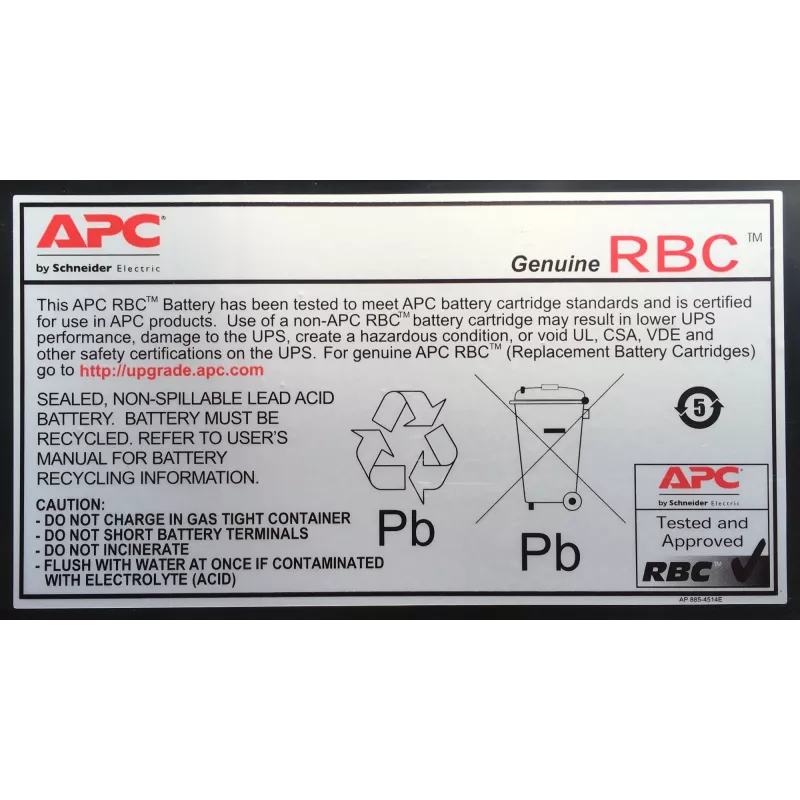 APC Battery Replacement Cartridge RBC32 (OEM), Sealed Lead Acid (VRLA), 5.33 kg, 149 x 64 x 197 mm, 0 - 40 °C, 0 - 40 °C, 0 - 95%