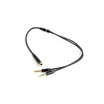 Audio adapter Gembird CCA-418M 3.5mm female to 2×3.5mm male, 0.2 m, black