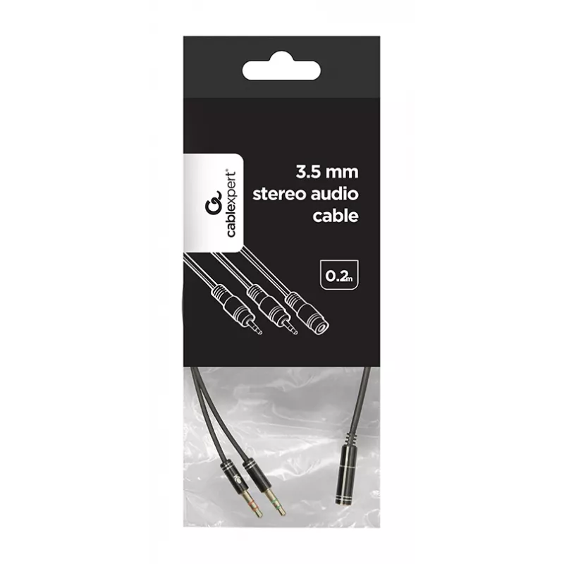 Audio adapter Gembird CCA-418M 3.5mm female to 2×3.5mm male, 0.2 m, black
