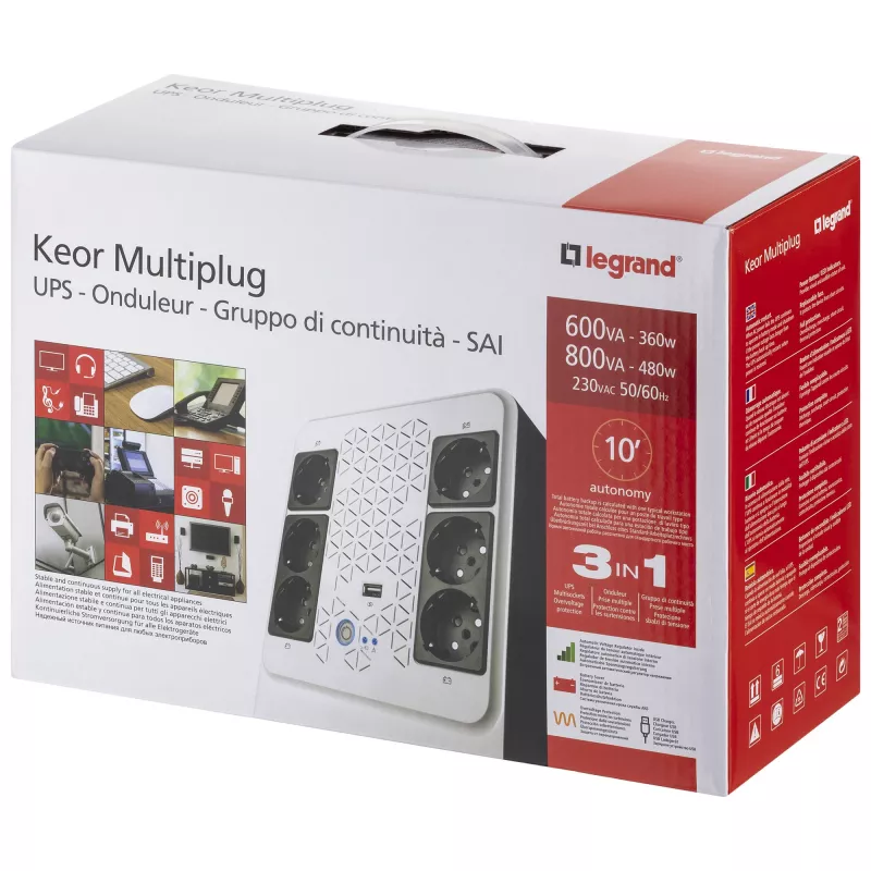 Legrand Keor ASI MULTIPLUG 800 FR uninterruptible power supply (UPS) Line-Interactive 0.8 kVA 480 W 6 AC outlet(s)
