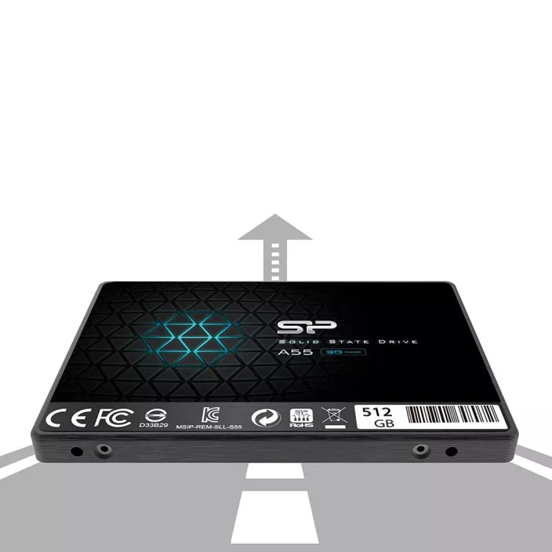 2.5 inch SATA III SSD Silicon Power Ace A55 — 512 GB, 3D TLC, up to 560/530 MB/s, 7 mm, Black