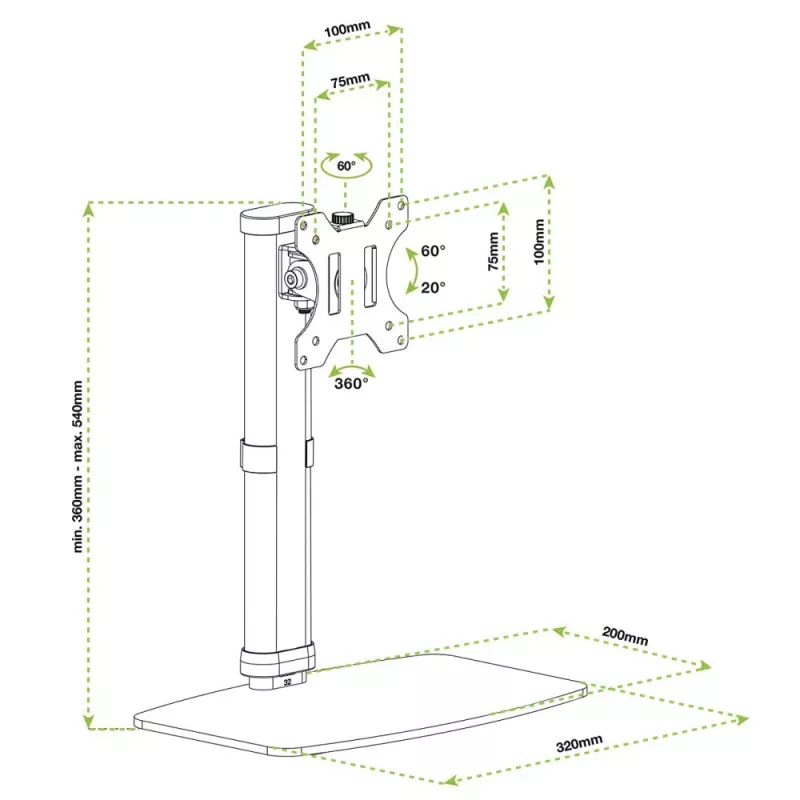 Techly ICA-LCD 260 monitor mount / stand 68.6 cm (27 inch) Desk White