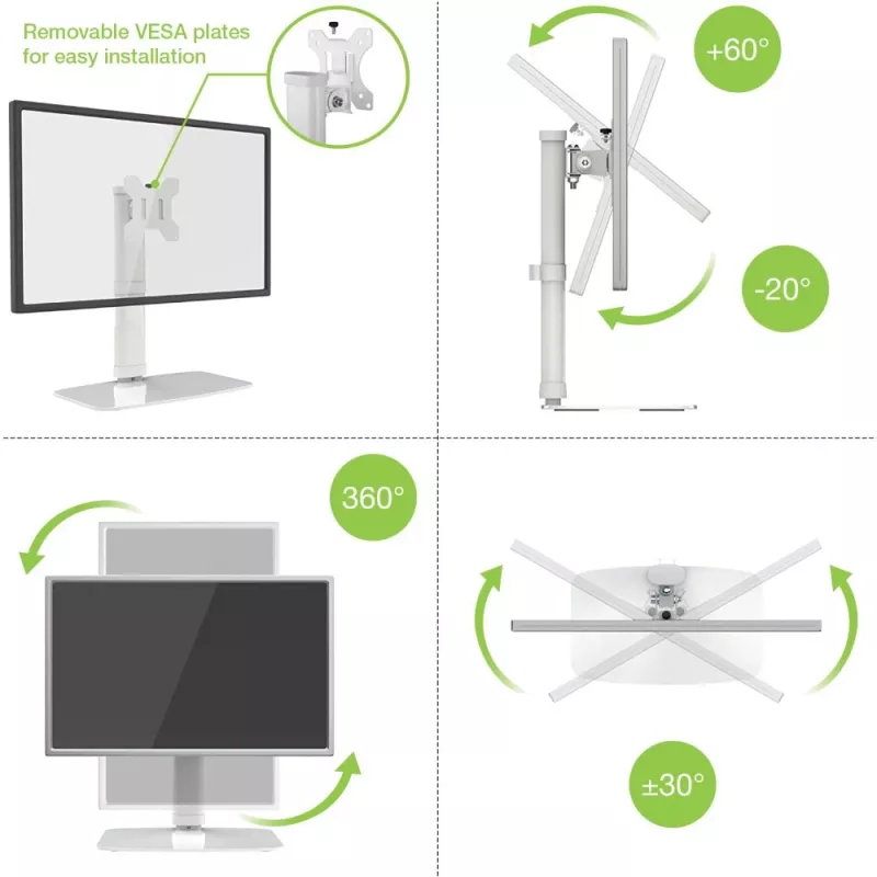 Techly ICA-LCD 260 monitor mount / stand 68.6 cm (27 inch) Desk White