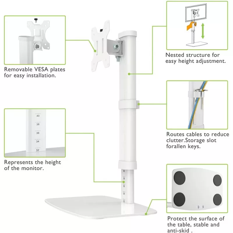 Techly ICA-LCD 260 monitor mount / stand 68.6 cm (27 inch) Desk White