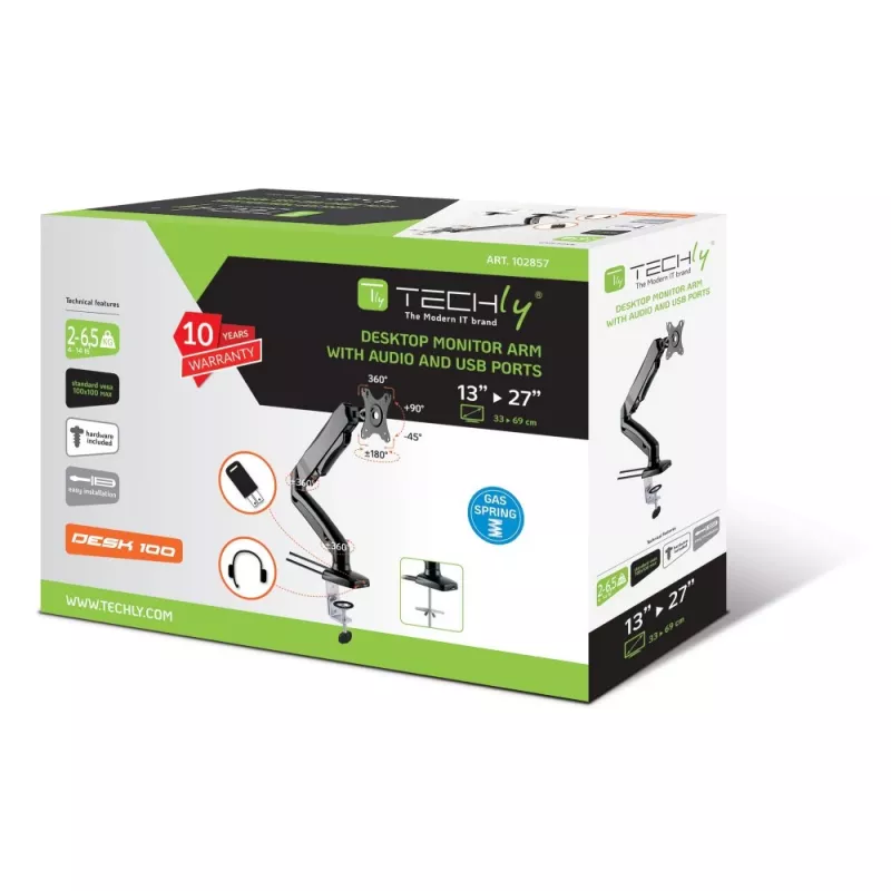 Techly ICA-LCD 514 monitor mount / stand 68.6 cm (27 inch) Desk Black