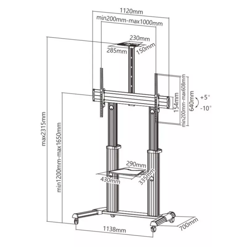 Techly ICA-TR24 TV cabinet/entertainment center 1 shelves