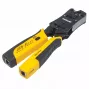 Intellinet Universal Modular Plug Crimping Tool and Cable Tester, 2-in-1 Crimper and Cable Tester: Cuts, Strips, Terminates and Tests, RJ45/RJ11/RJ12/RJ22