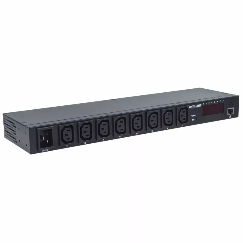 Intellinet 19 inch Intelligent 8-Port PDU, 19 inch Rackmountable C13 Intelligent Power Distribution Unit; Monitors Power, Temperature and Humidity