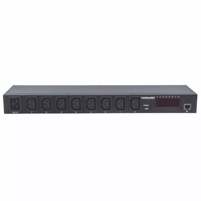 Intellinet 19 inch Intelligent 8-Port PDU, 19 inch Rackmountable C13 Intelligent Power Distribution Unit; Monitors Power, Temperature and Humidity