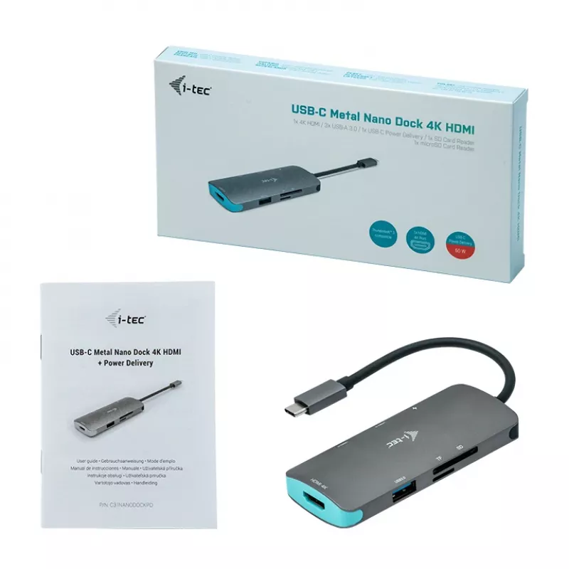 Docking Station i-tec Metal USB-C Nano Dock 4K HDMI + Power Delivery 100 W