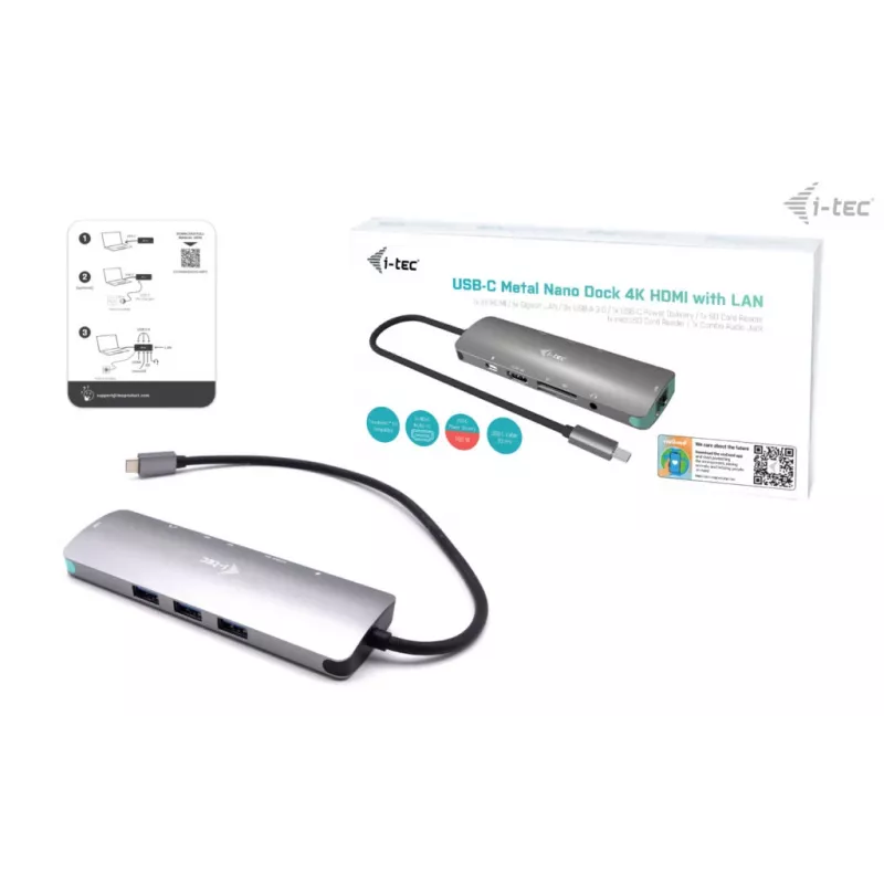 Docking Station i-tec Metal USB-C Nano Docking Station 4K HDMI LAN Power Delivery 100 W