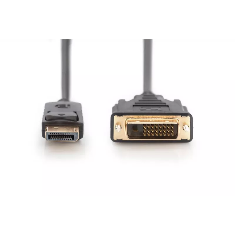 DIGITUS DisplayPort Adapter Cable, Dp - DVI (24+1) M/m, 2m W/interlock, Dp 1.1a Compatible, Ce Black
