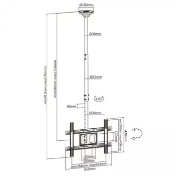 Ceiling mount MACLEAN MC-803 for LED/LCD monitors 23–100 inch up to 50 kg VESA 600×400