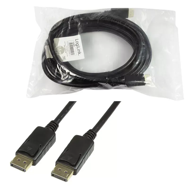 DisplayPort cable LogiLink CV0076 7.5 m Black