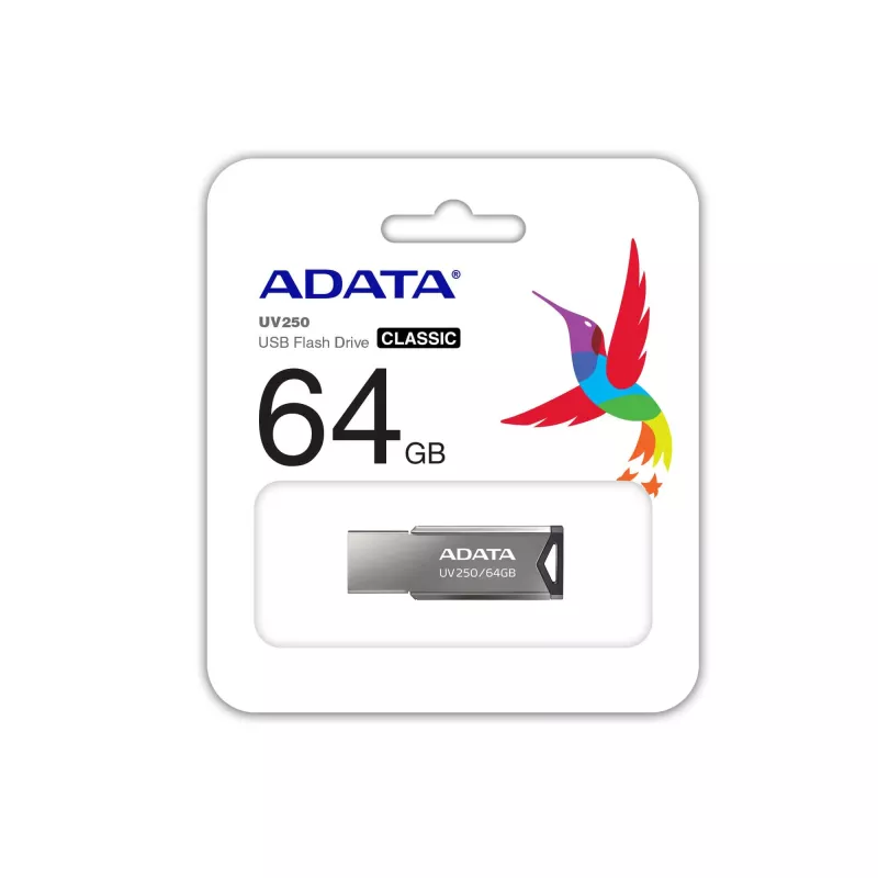 CompactFlash USB flash drive ADATA UV250 64 GB, silver, 45.4×14.9×5.35 mm, 5.6 g