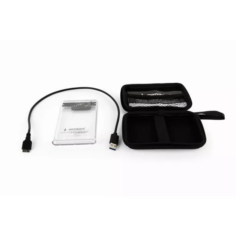 GEMBIRD USB 3.0 2.5in SATA HDD Enclosure For 9.5mm Drive, Transparent Plastic