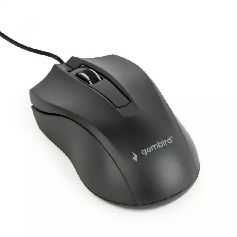 Wired ambidextrous optical mouse Gembird MUS-3B-01 — USB Type-A, 1000 DPI, 3 buttons, black