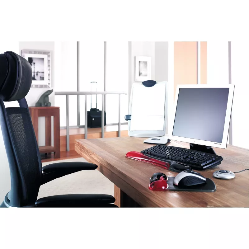 Kensington Duo Gel Mouse Pad Wrist Rest — Red, Black, Red, Monochromatic, Gel, Wrist rest
