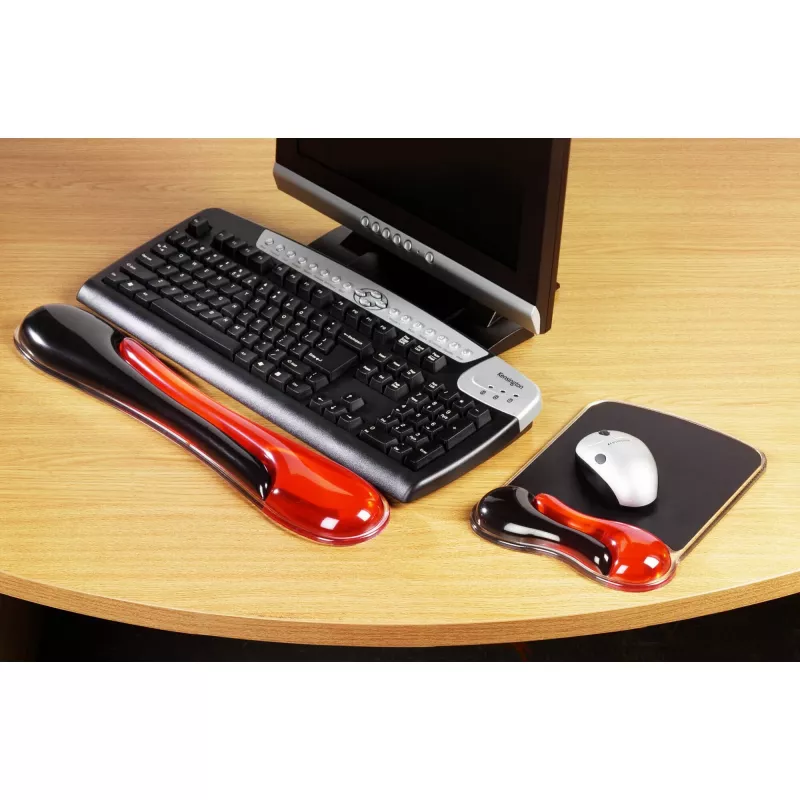 Kensington Duo Gel Mouse Pad Wrist Rest — Red, Black, Red, Monochromatic, Gel, Wrist rest