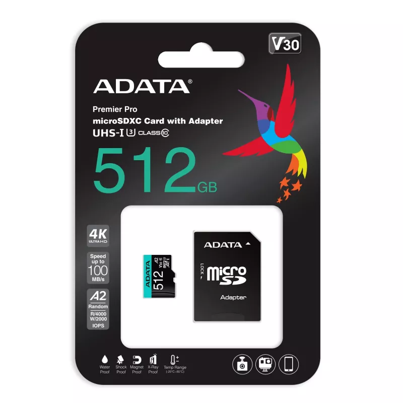 Flash Memory ADATA 512GB MicroSDXC Class 10 Premier Pro