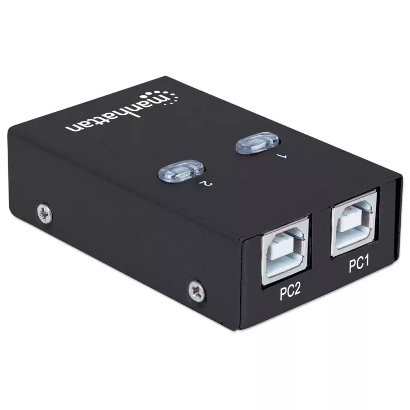 USB sharing switch MANHATTAN 162005, USB 2.0 Type-B, 2 ports, 480 Mbps, 1.5 m cable, white