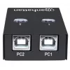 USB sharing switch MANHATTAN 162005, USB 2.0 Type-B, 2 ports, 480 Mbps, 1.5 m cable, white