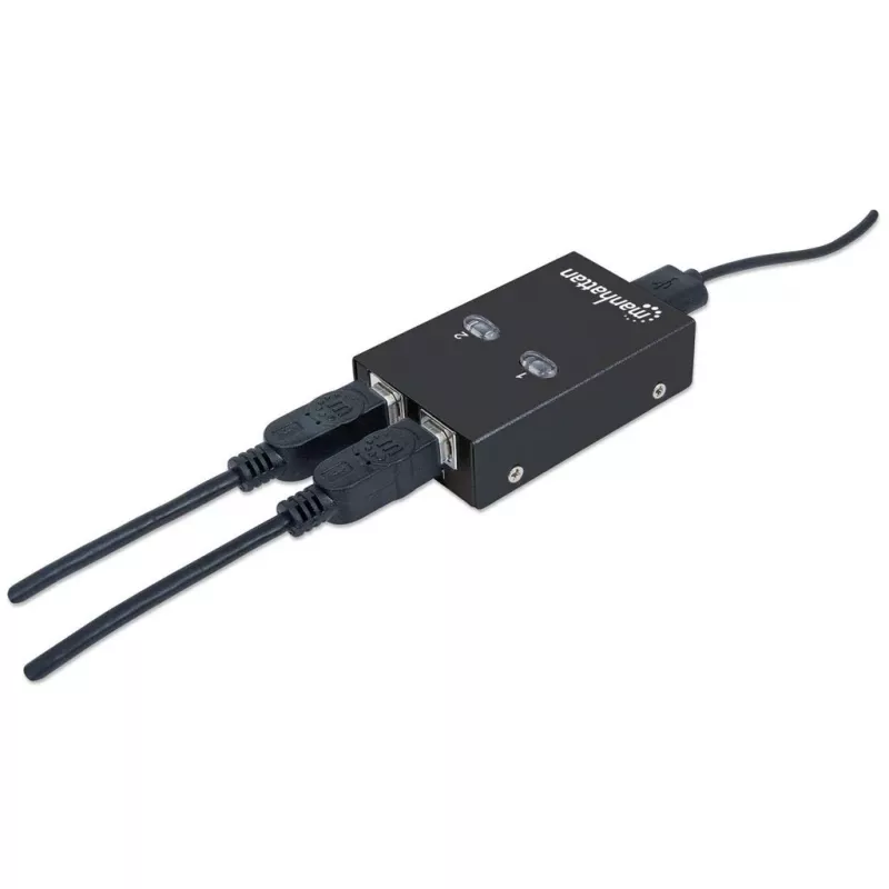USB sharing switch MANHATTAN 162005, USB 2.0 Type-B, 2 ports, 480 Mbps, 1.5 m cable, white