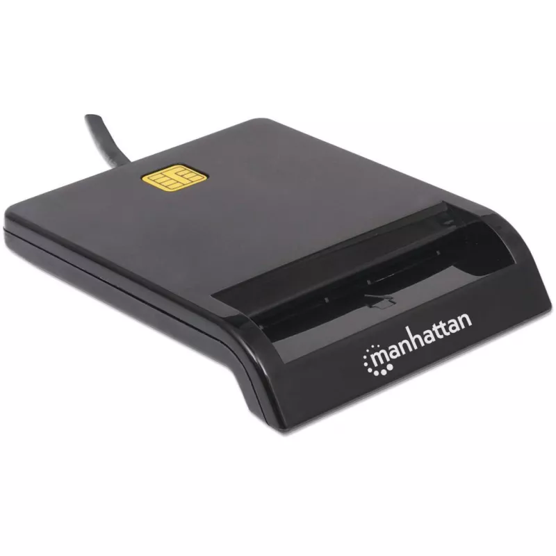 Contact smart card reader MANHATTAN 102049 — USB 2.0, cable 1.05 m, black, ABS housing