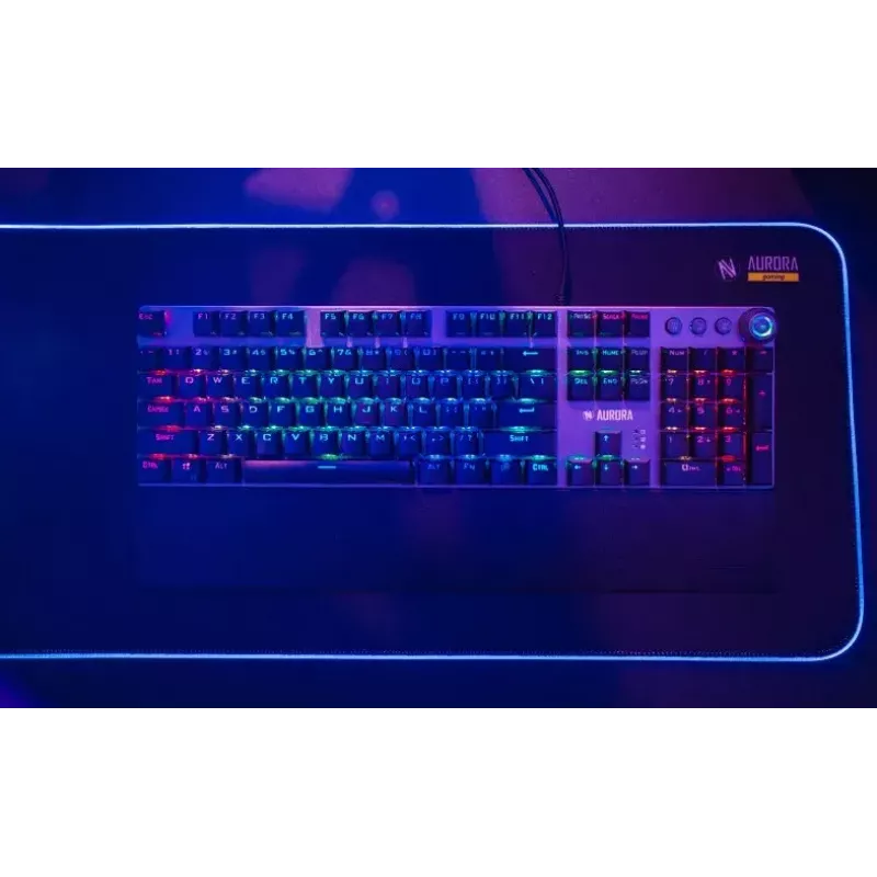 Wired mechanical gaming keyboard IBOX AURORA K-4 — QWERTY, 108 keys, LED adjustable backlight, water-resistant, USB, 1.6 m cable