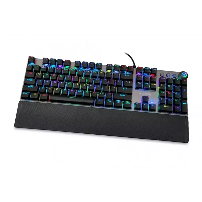 Wired mechanical gaming keyboard IBOX AURORA K-4 — QWERTY, 108 keys, LED adjustable backlight, water-resistant, USB, 1.6 m cable