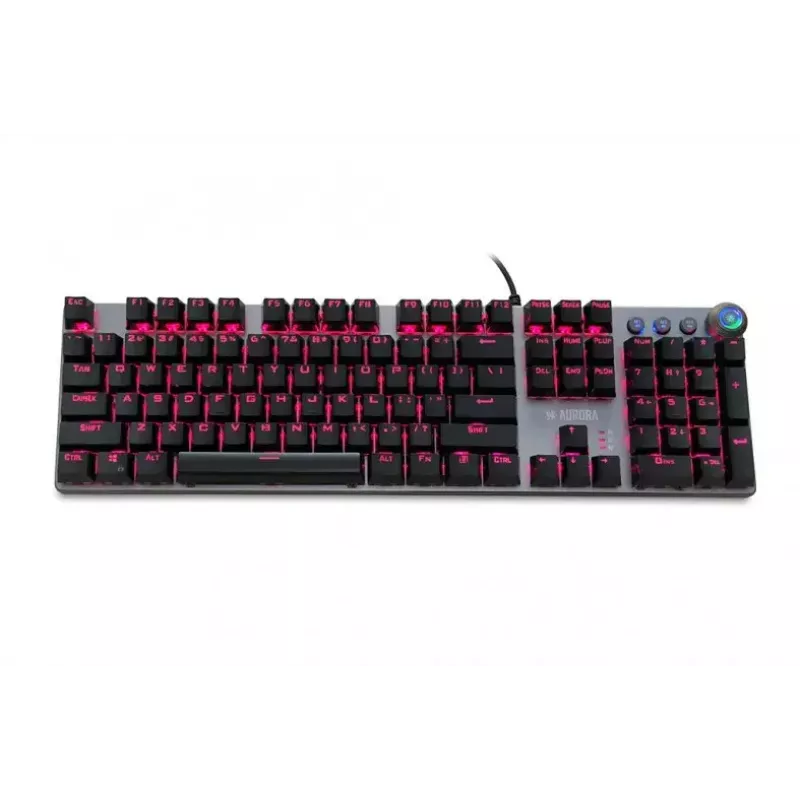 Wired mechanical gaming keyboard IBOX AURORA K-4 — QWERTY, 108 keys, LED adjustable backlight, water-resistant, USB, 1.6 m cable