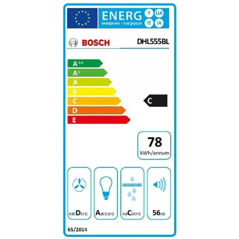 Built-in Cooker Hood Bosch Serie 4 DHL555BL, Aluminium Filter, Noise Level D