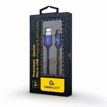 GEMBIRD Premium Jeans (denim) Micro-USB Cable With Metal Connectors, 2m, Blue