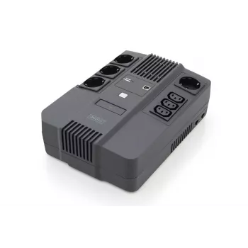 DIGITUS ALLINONE UPS 600VA/360W LED 12V 7AH 4XCEE 7/7 3XIEC C13 USB RJ45
