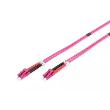 DIGITUS Fiber Optic Patch Cord, LC to LC Multimode OM4 - 3m; Duplex, color RAL4003, Length 3m