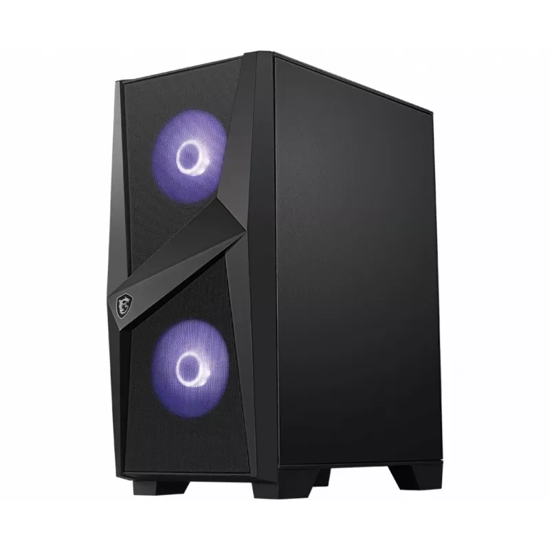MSI MAG FORGE 100M Mid Tower Gaming Computer Case 'Black, 2x 120mm RGB PWM Fan, 1x 120mm Fan, 1-6 RGB Hub, Tempered Glass Panel, ATX, mATX, mini-ITX'