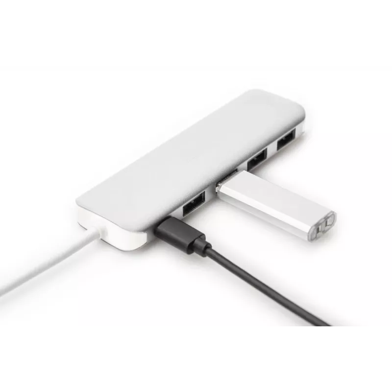 DIGITUS USB-C HUB 4-Port PD 4x USB 3.0, 1x PD Charging, Grey