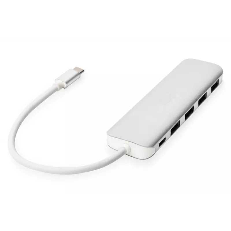 DIGITUS USB-C HUB 4-Port PD 4x USB 3.0, 1x PD Charging, Grey