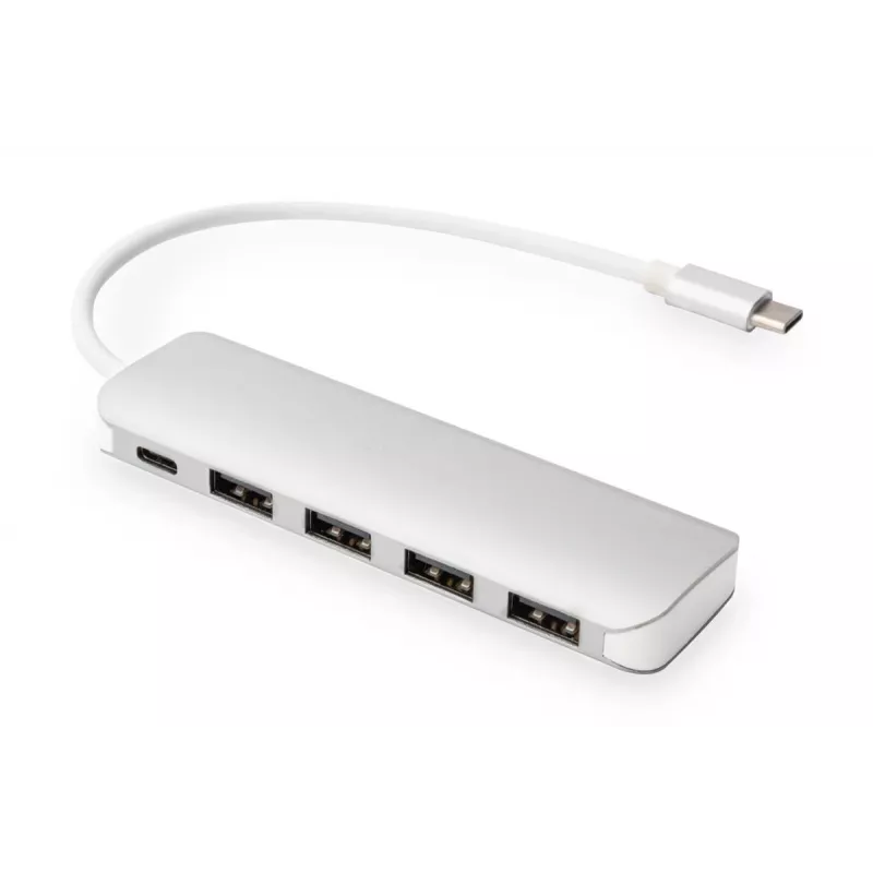DIGITUS USB-C HUB 4-Port PD 4x USB 3.0, 1x PD Charging, Grey