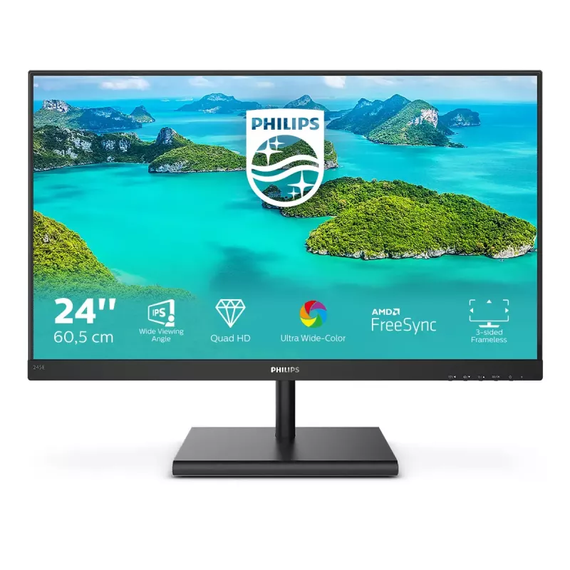 Philips E Line 245E1S/00 computer monitor 60.5 cm (23.8 inch) 2560 x 1440 pixels 2K Ultra HD LCD Black