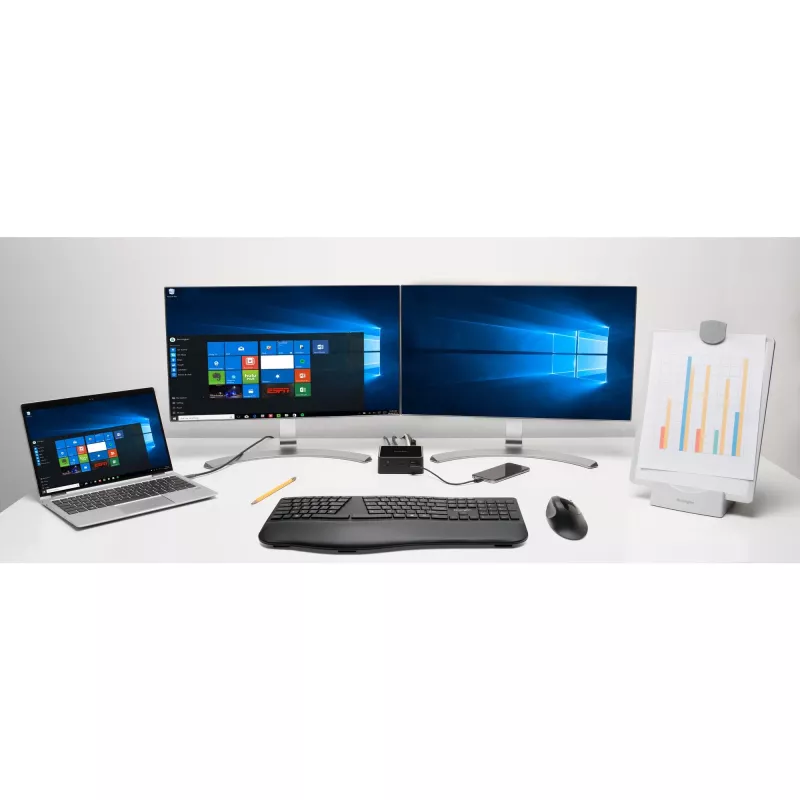 Kensington Pro Fit Ergo Wireless Mouse—Black, Right-hand, RF Wireless + Bluetooth, 1600 DPI, Black
